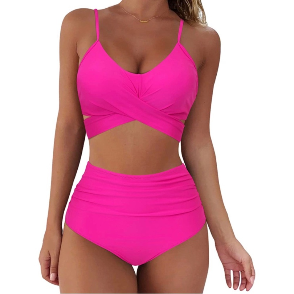 SUUKSESS Women Wrap Bikini Set Push Up High Waisted 2 Piece Swimsuits Size Large